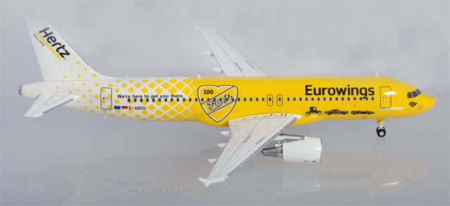 herpa wings 1/200 (プラスチック製) A320 ユーロウイングス "Hertz 100 Jahre" D-ABDU