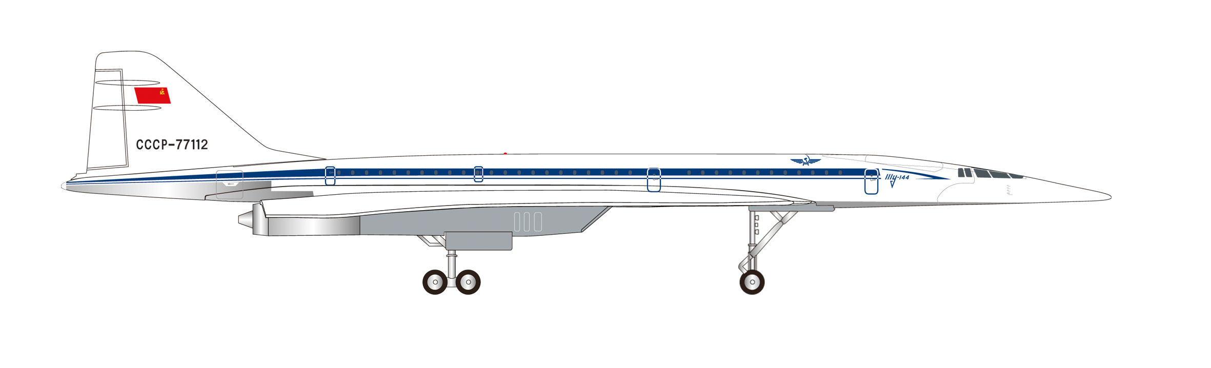 herpa wings 1/400 (ダイキャスト製) Tu-144D アエロフロート・ロシア航空 ジンスハイム自動車技術博物館 CCCP-77112