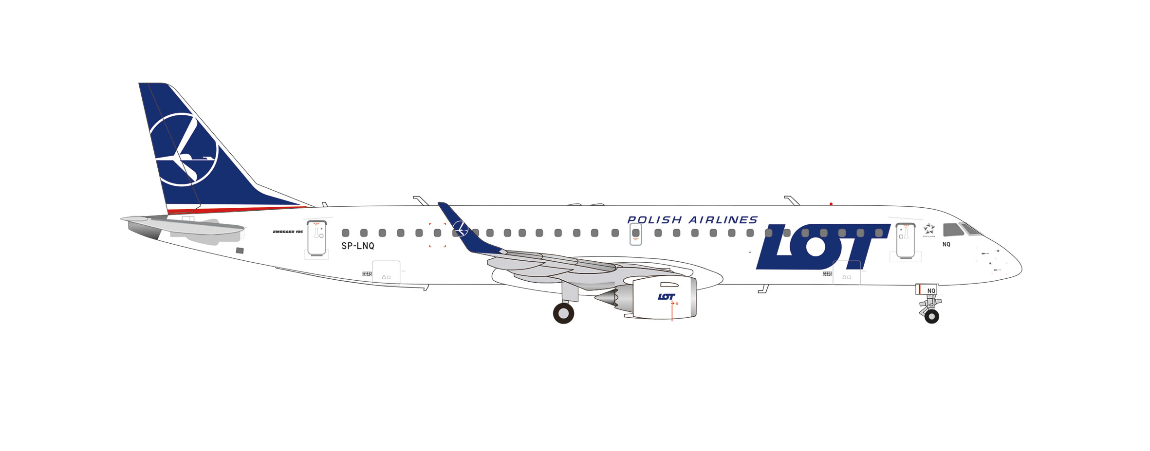 [予約]herpa wings 1/200 (プラスチック製) E195 LOTポーランド航空 SP-LNQ