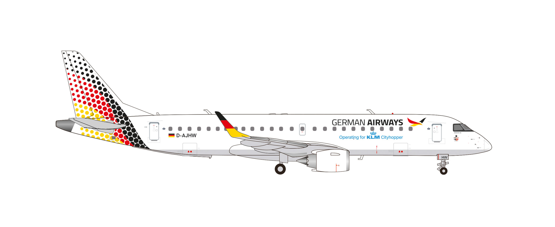 [予約]herpa wings 1/200 (プラスチック製) E190 ドイツ航空 new colors(2025) D-AJHW