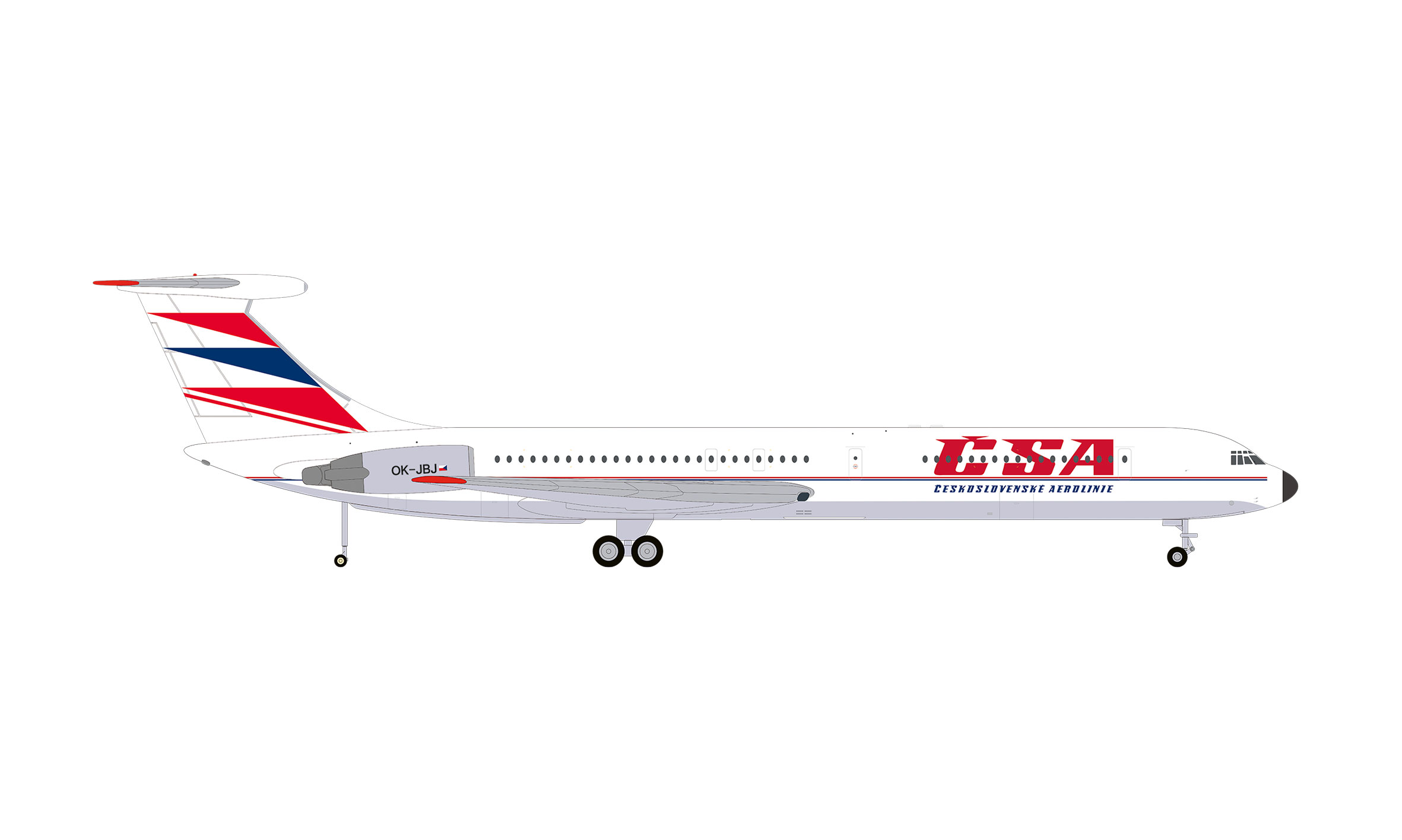 [予約]herpa wings 1/200 (ダイキャスト製) IL-62M CSAチェコ航空 OK-JBJ