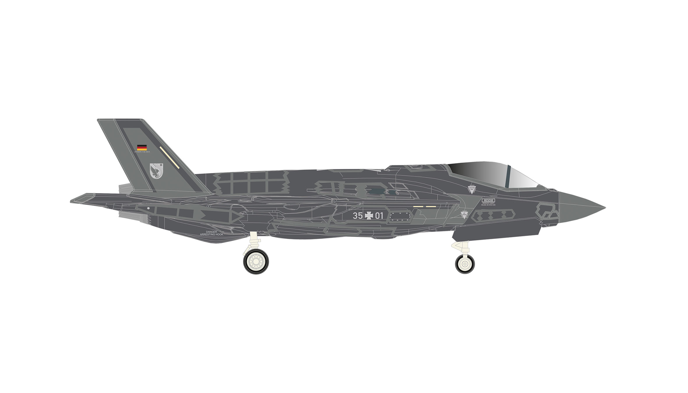 [予約]herpa wings 1/200 (ダイキャスト製) F-35A ドイツ空軍 "Taktisches Ausbildungskommando" エビング基地 35+01