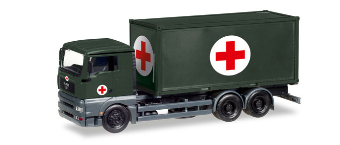 herpa Cars&Trucks 1/87 MAN TGA XL ドイツ連邦軍 医療用コンテナ