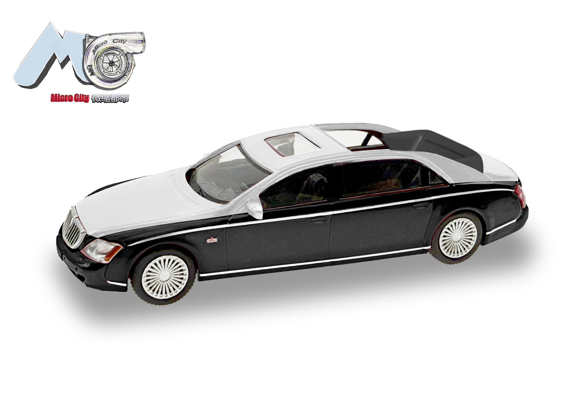 [予約]herpa Cars&Trucks MicroCity 1/87 (プラスチック製) マイバッハ 62S ブラック/シルバー (2002-2013)