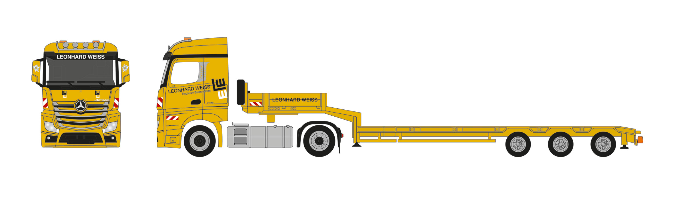 herpa Cars&Trucks 1/87 (プラスチック製) メルセデスベンツ アクトロス  '18 ストリームスペース  ローボイセミトレーラー  "Leonhard Weiss"