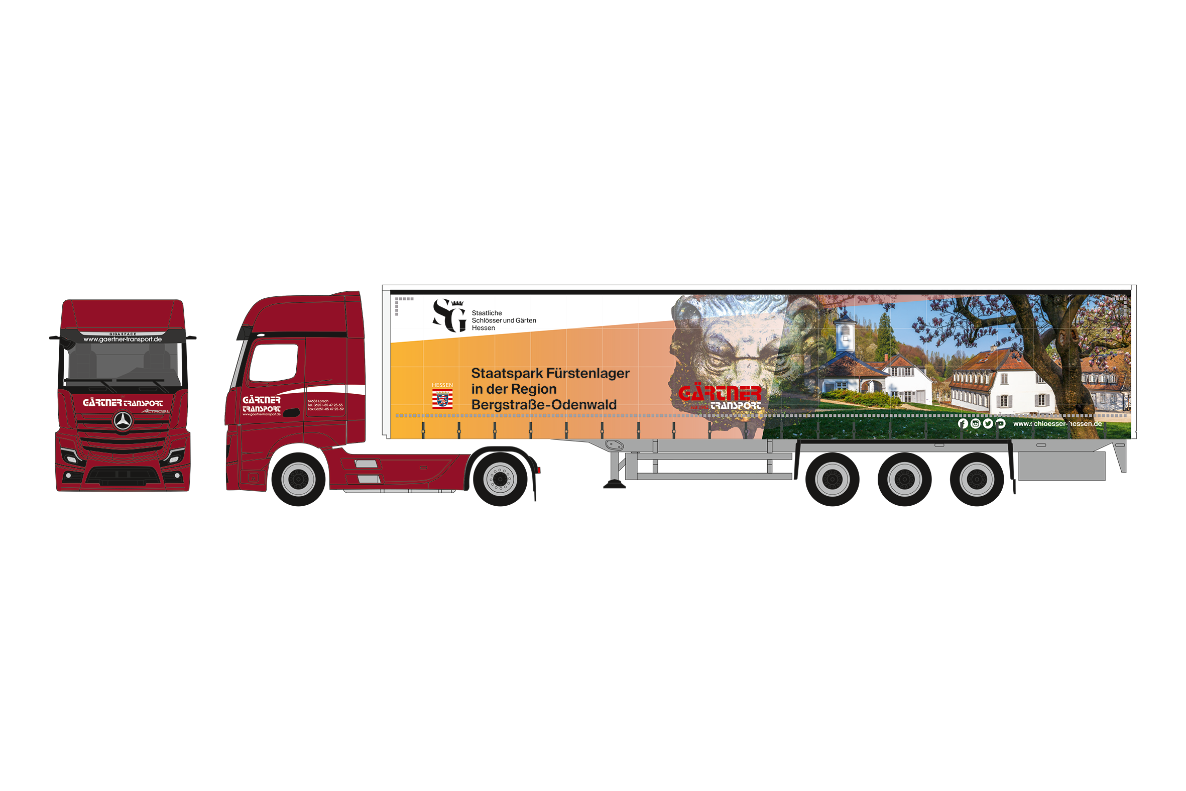 [予約]herpa Cars&Trucks 1/87 (プラスチック製) メルセデスベンツ アクトロス ’18 L カーテンキャンバスセミトレーラー "G?rtner Transporte/Staatspark F?rstenlager"