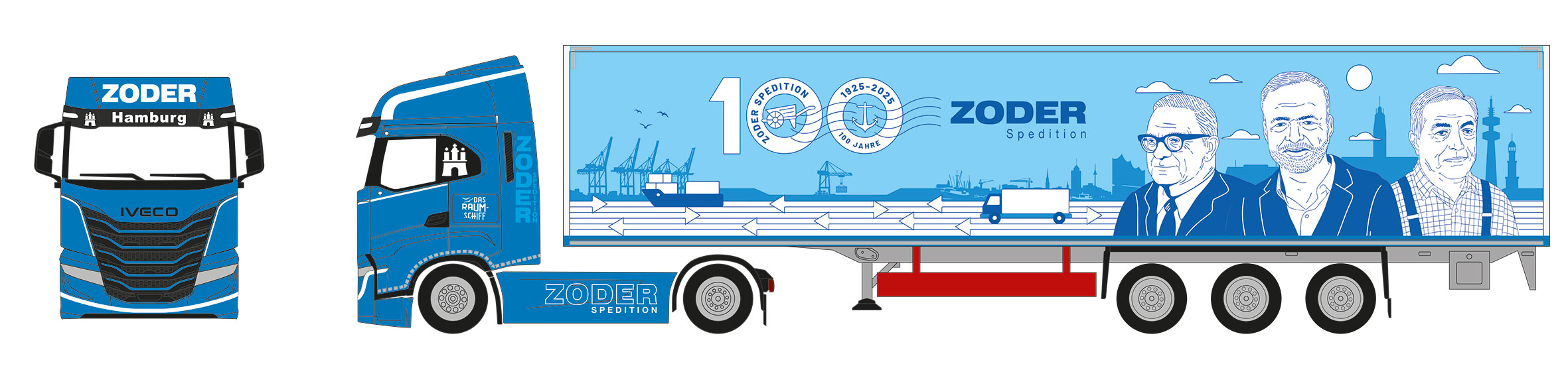 [予約]herpa Cars&Trucks 1/87 (プラスチック製) イベコ S-Way MY24  ボックスセミトレーラー  "100 Jahre Zoder Spedition"