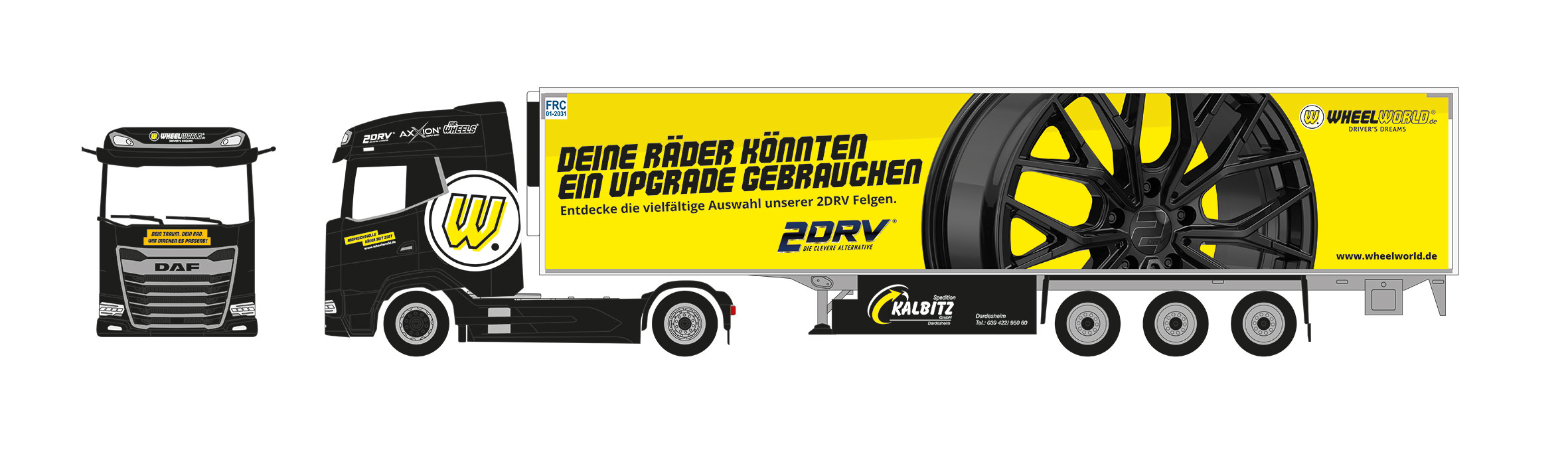 [予約]herpa Cars&Trucks 1/87 (プラスチック製) DAF XG  冷蔵ボックスセミトレーラー  "Spedition Kalbitz/Wheelworld-2DRV"