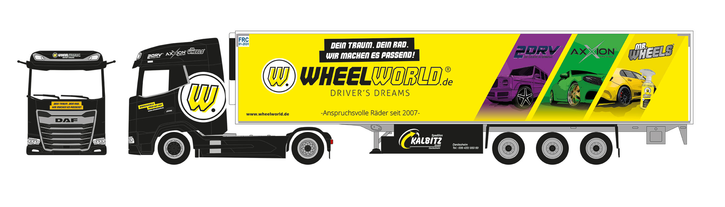[予約]herpa Cars&Trucks 1/87 (プラスチック製) DAF XG  冷蔵ボックスセミトレーラー  "Spedition Kalbitz/Wheelworld-Driver-Dream"