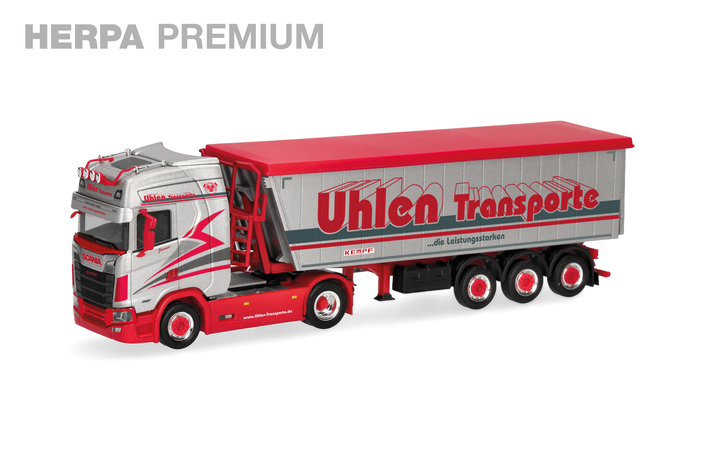 herpa Cars&Trucks 1/87 (プラスチック製) "Uhlen Transporte" スカニア CS20 ハイルーフトラクター シュテフェリナー製ダンプトレーラー付き
