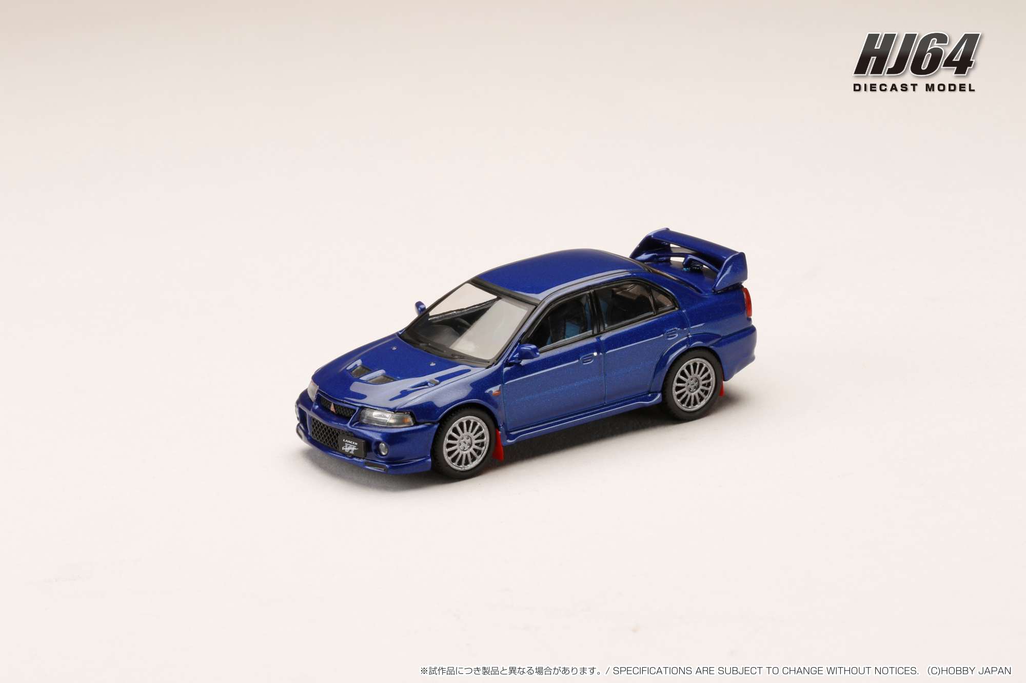 ホビージャパン 1/64 (ダイキャスト製) 三菱 ランサー GSR エボリューション 6 (CP9A) 1999 マッドフラップ付き アイセルブルー