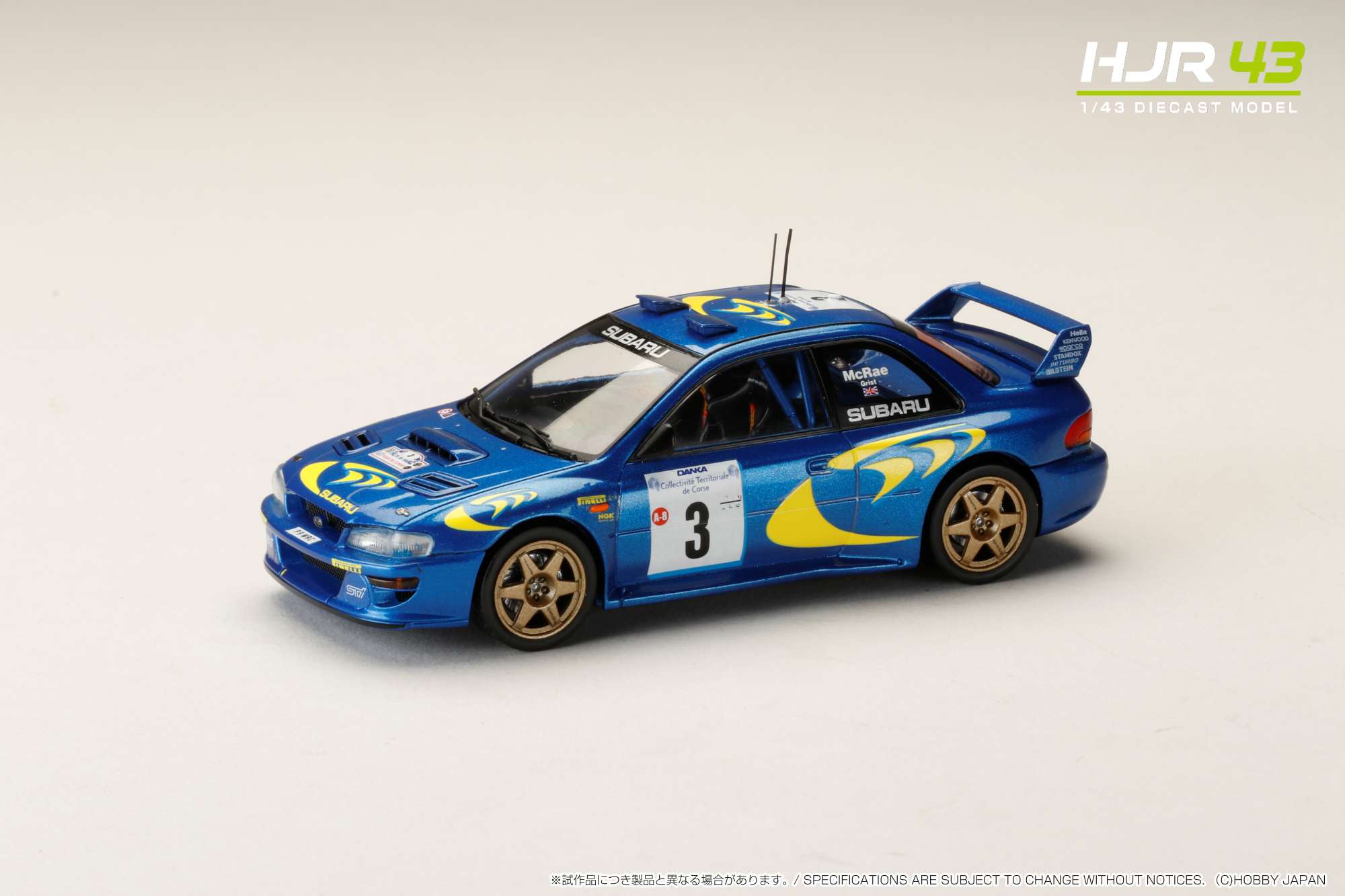 ホビージャパン 1/43 (ダイキャスト製) スバル インプレッサ No.3 1997 WRC ツール・ド・コルス ウィナー C.マクレー/N.グリスト