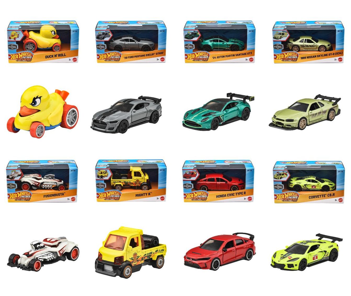 [予約]Hot Wheels  (ダイキャスト製) プルバック アソート