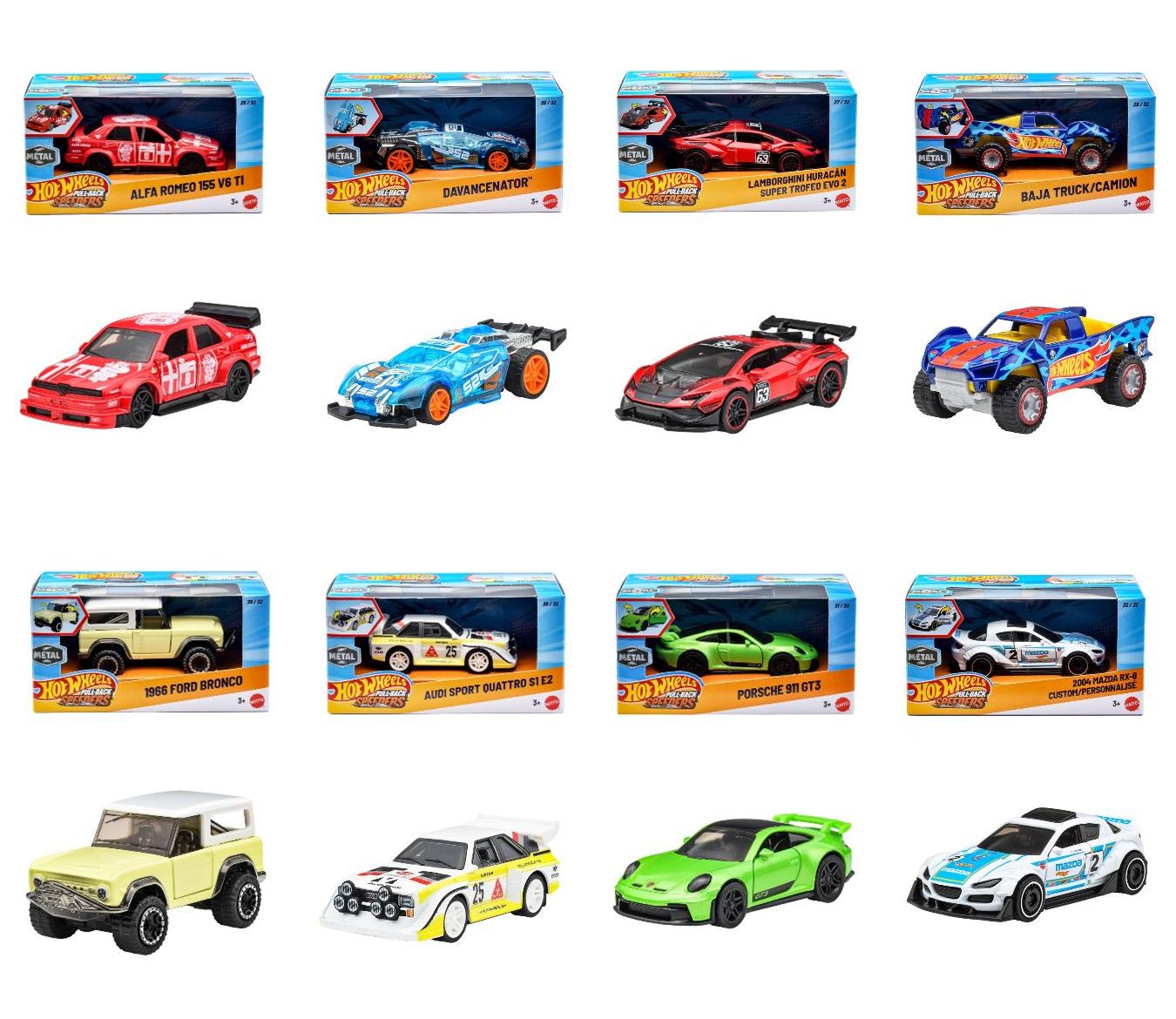[予約]Hot Wheels 1/43 (ダイキャスト製) プルバック アソート