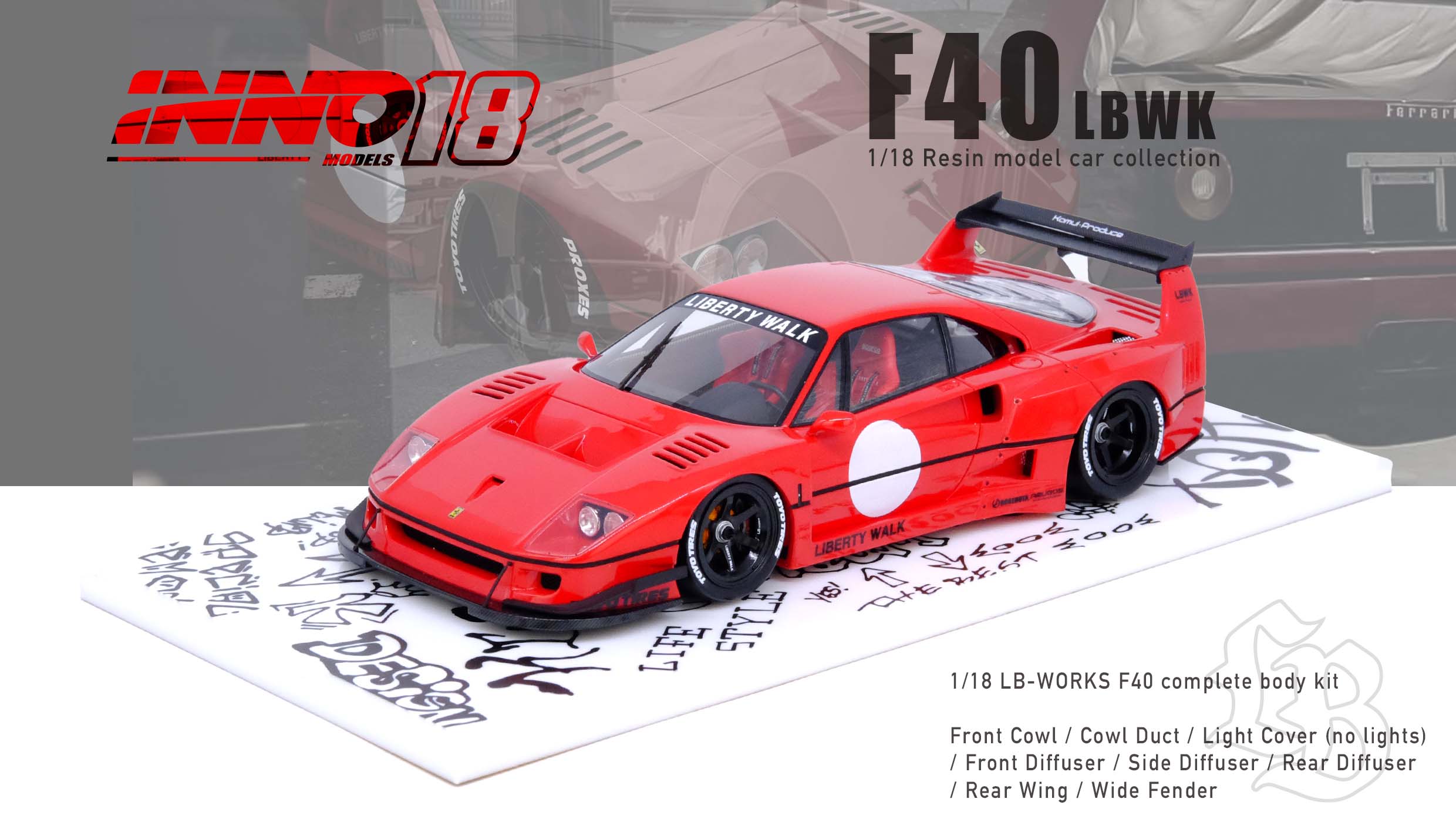 イノモデル 1/64 フェラーリ LB-WORKS F40 HEC限定 ミニカー