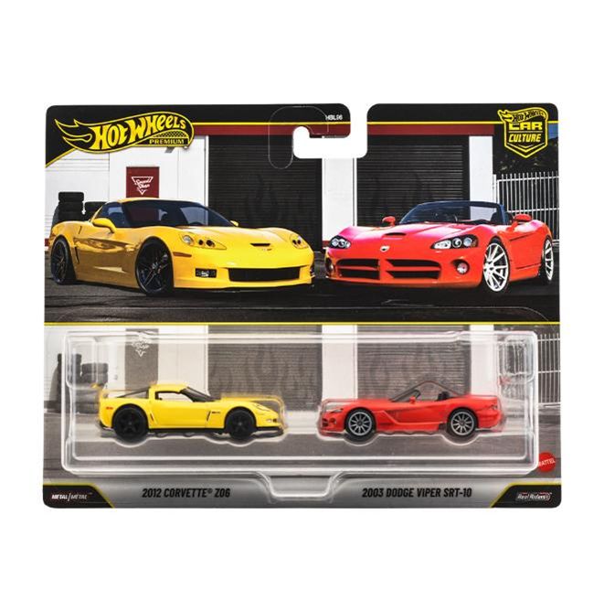 [予約]Hot Wheels 1/64 (ダイキャスト製) プレミアム2パック 2012 コルベット Z06 / 2003 ダッジバイパー SRT-10