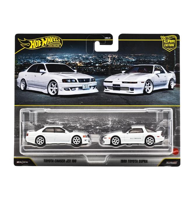 [予約]Hot Wheels 1/64 (ダイキャスト製) プレミアム2パック トヨタ チェイサー JZX 100 / 1989 トヨタ スープラ