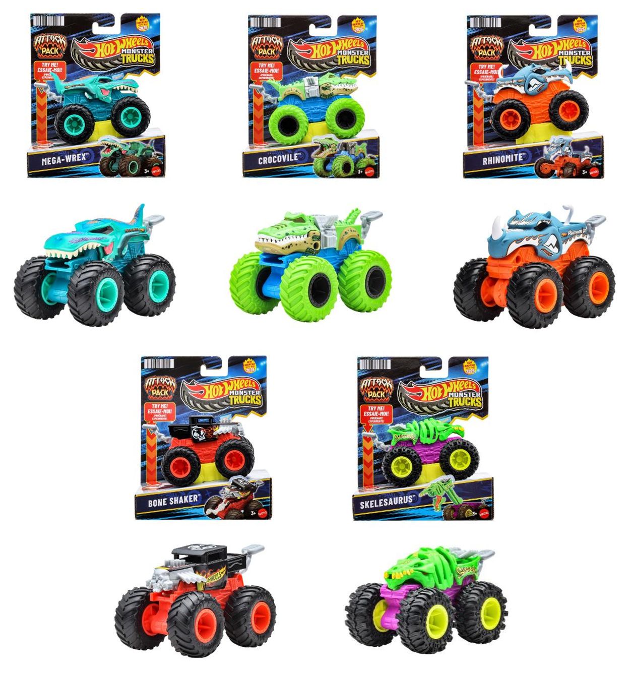 Hot Wheels 1/64 (ダイキャスト製) モンスタートラック アタックパック