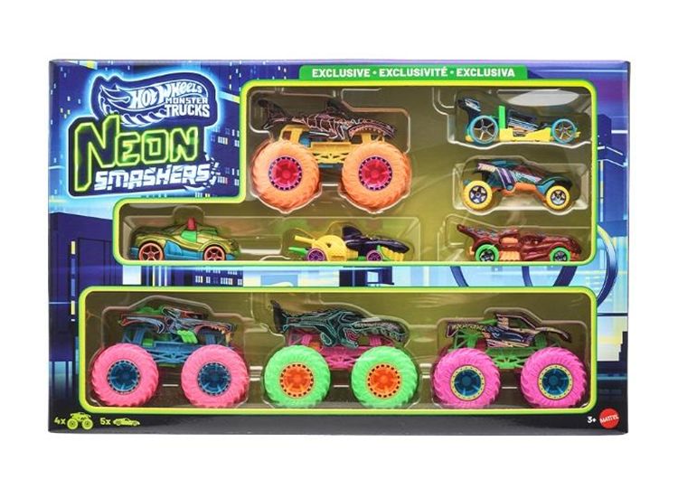 M*t様 MASKED ランダムポラロイド キズ 来夢 3種セット Hot Wheels 1/64 (ダイキャスト製) モンスタートラック ネオン