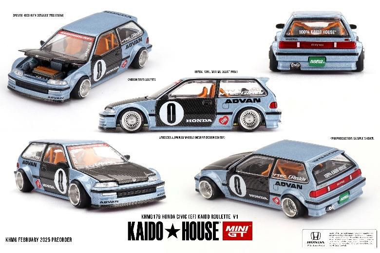 MINI GT 1/64 (ダイキャスト製) Honda シビック EF Kaido Roulette V1(左ハンドル)