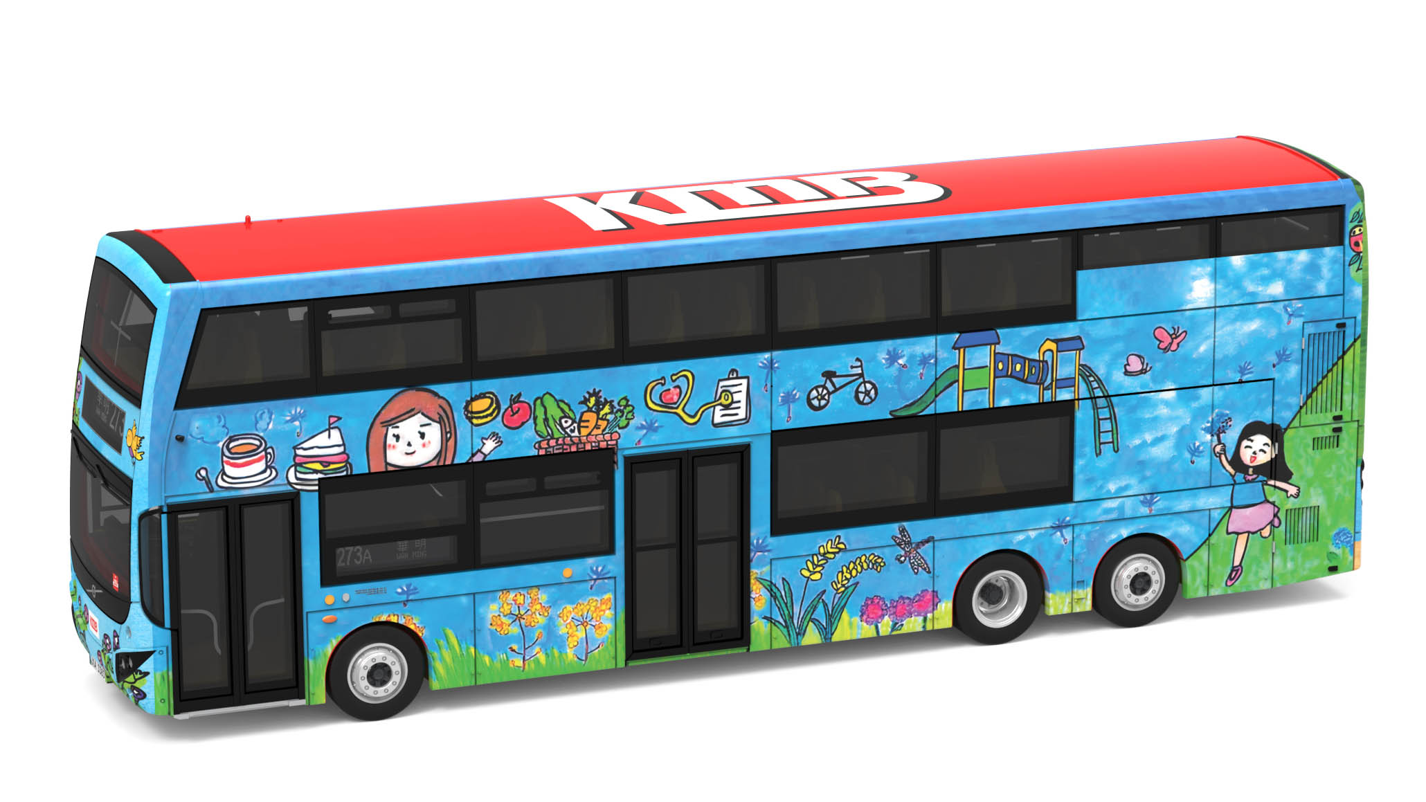 TINY（タイニー）Tiny City ボルボ B8L MCV KMB 12.8m (273A) Queen's Bus Hill Bus Drawing Competition (XA3383)