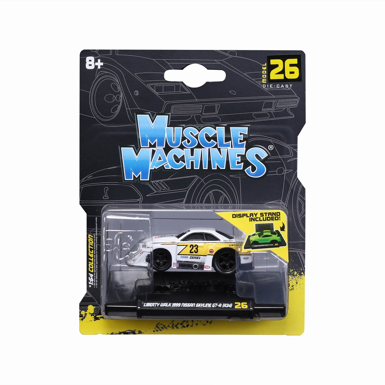 [予約]Maisto(マイスト) 1/64 (ダイキャスト製) MM Liberty Walk 1999 ニッサン スカイライン GT-R R34 No,23 ホワイト/イエロー