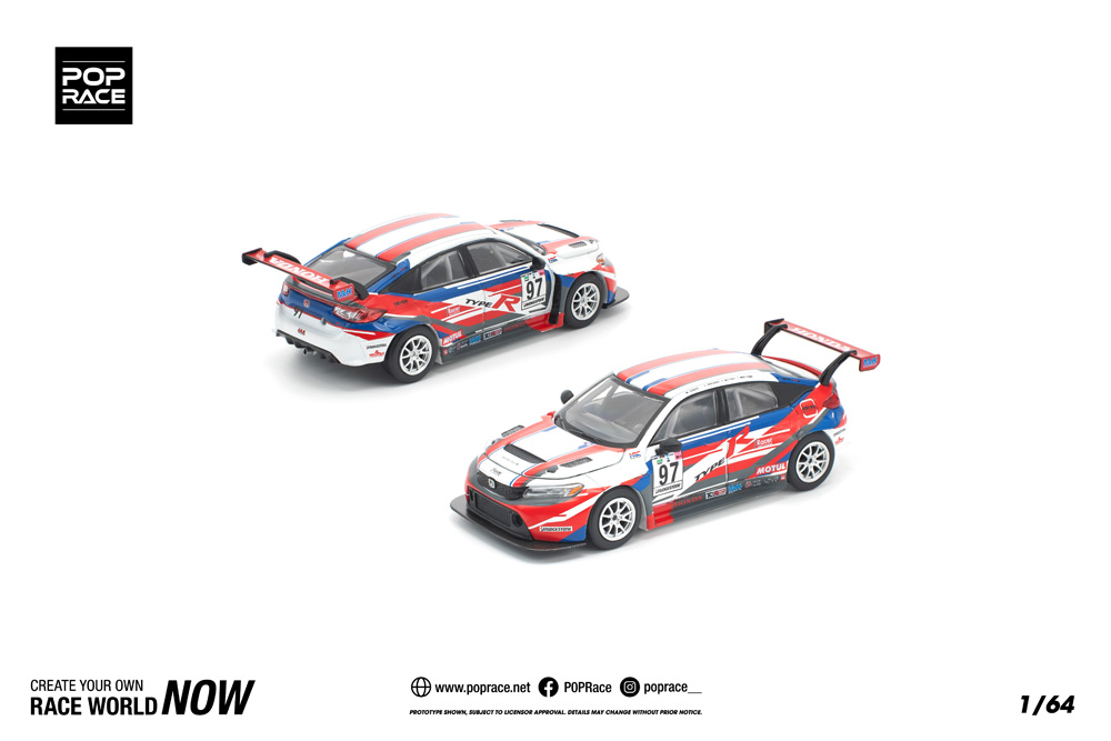 POP RACE 1/64 (ダイキャスト製) ホンダ シビック タイプR (FL5) TCR M&Kレーシング