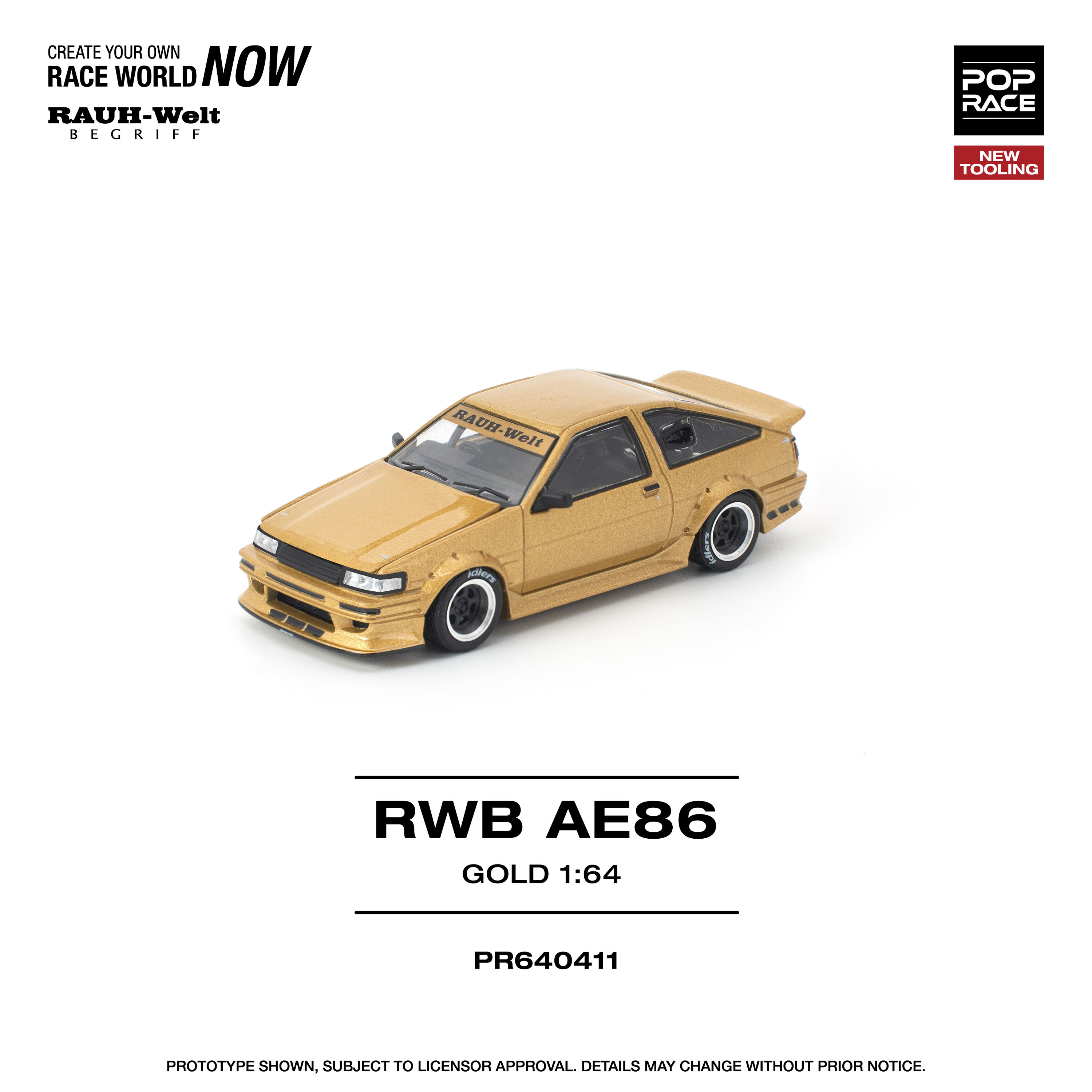 POP RACE 1/64 (ダイキャスト製) RWB AE86 ゴールド
