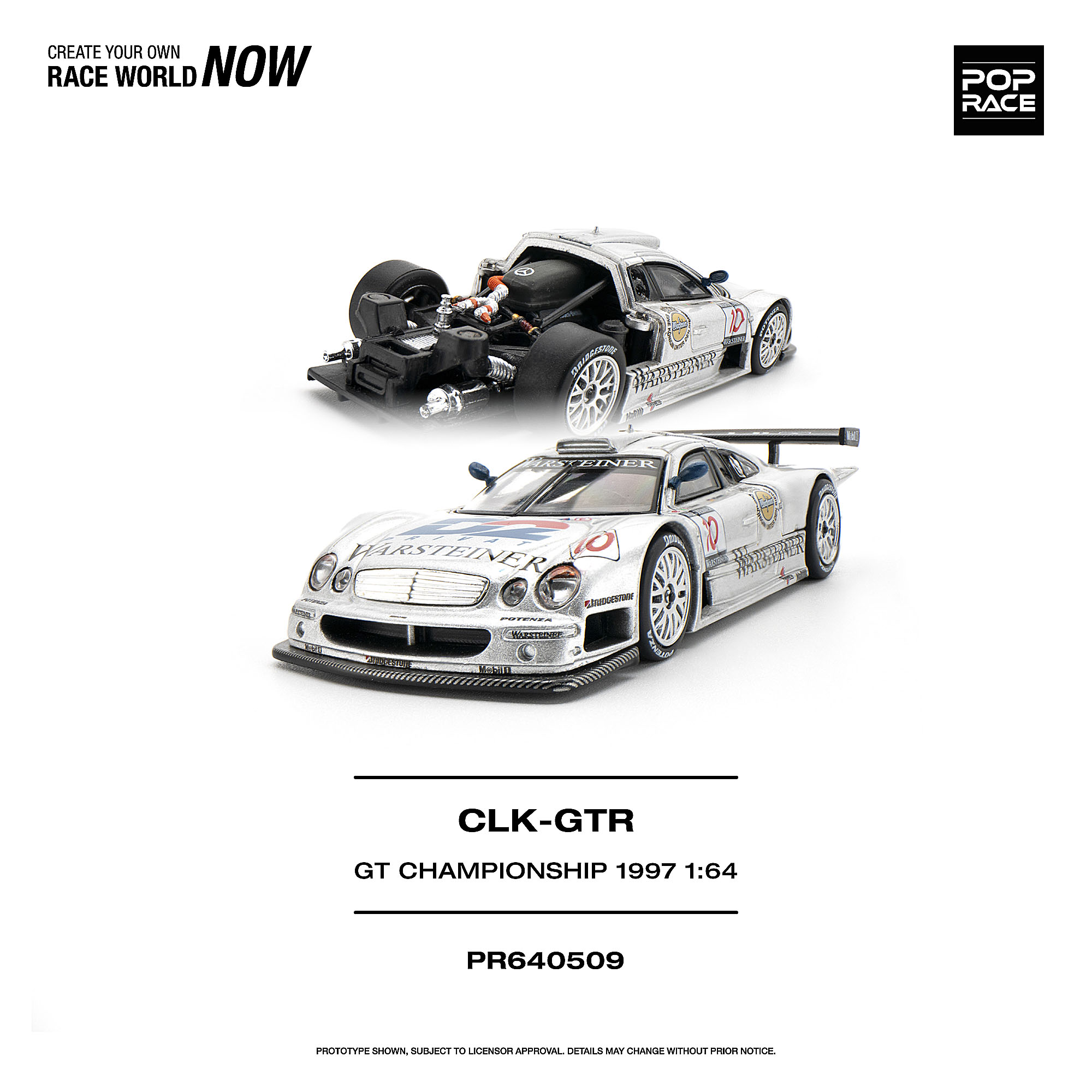 [予約]POP RACE 1/64 (ダイキャスト製) メルセデス・ベンツ AMG CLK GTR FIA GT選手権 1997