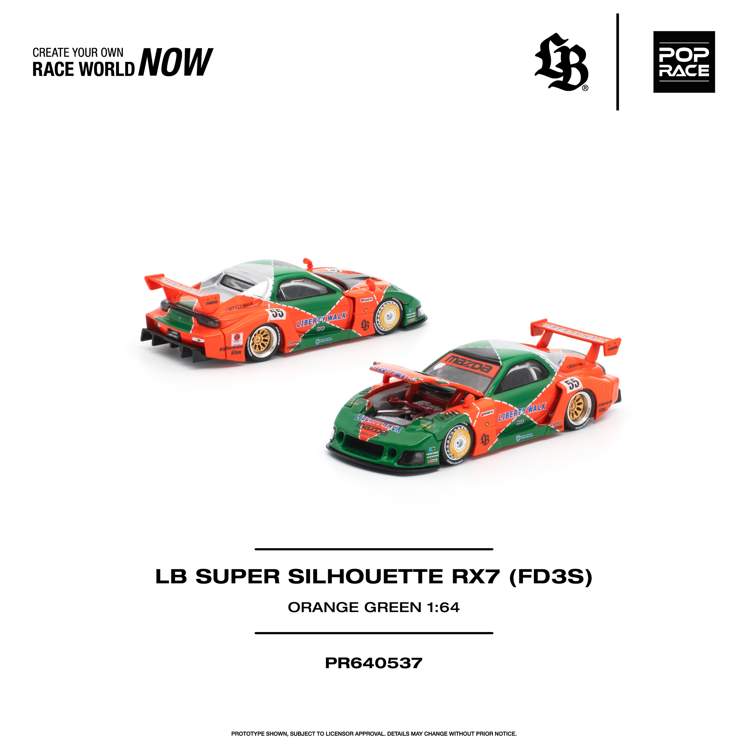 [予約]POP RACE 1/64 (ダイキャスト製) LB スーパーシルエット RX-7（FD3S）