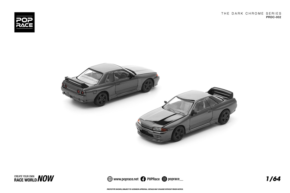 POP RACE 1/64 (ダイキャスト製) R32 GT-R DARK CHROME