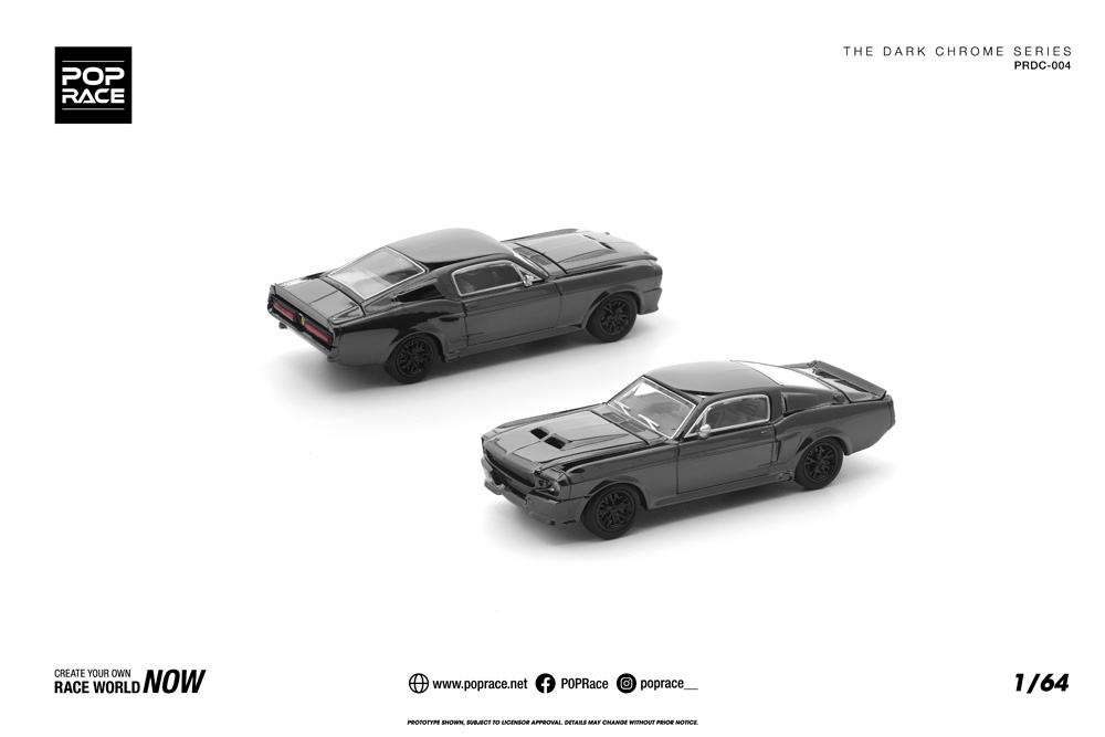 POP RACE 1/64 (ダイキャスト製) SHELBY MUSTANG GT500 DARK CHROME