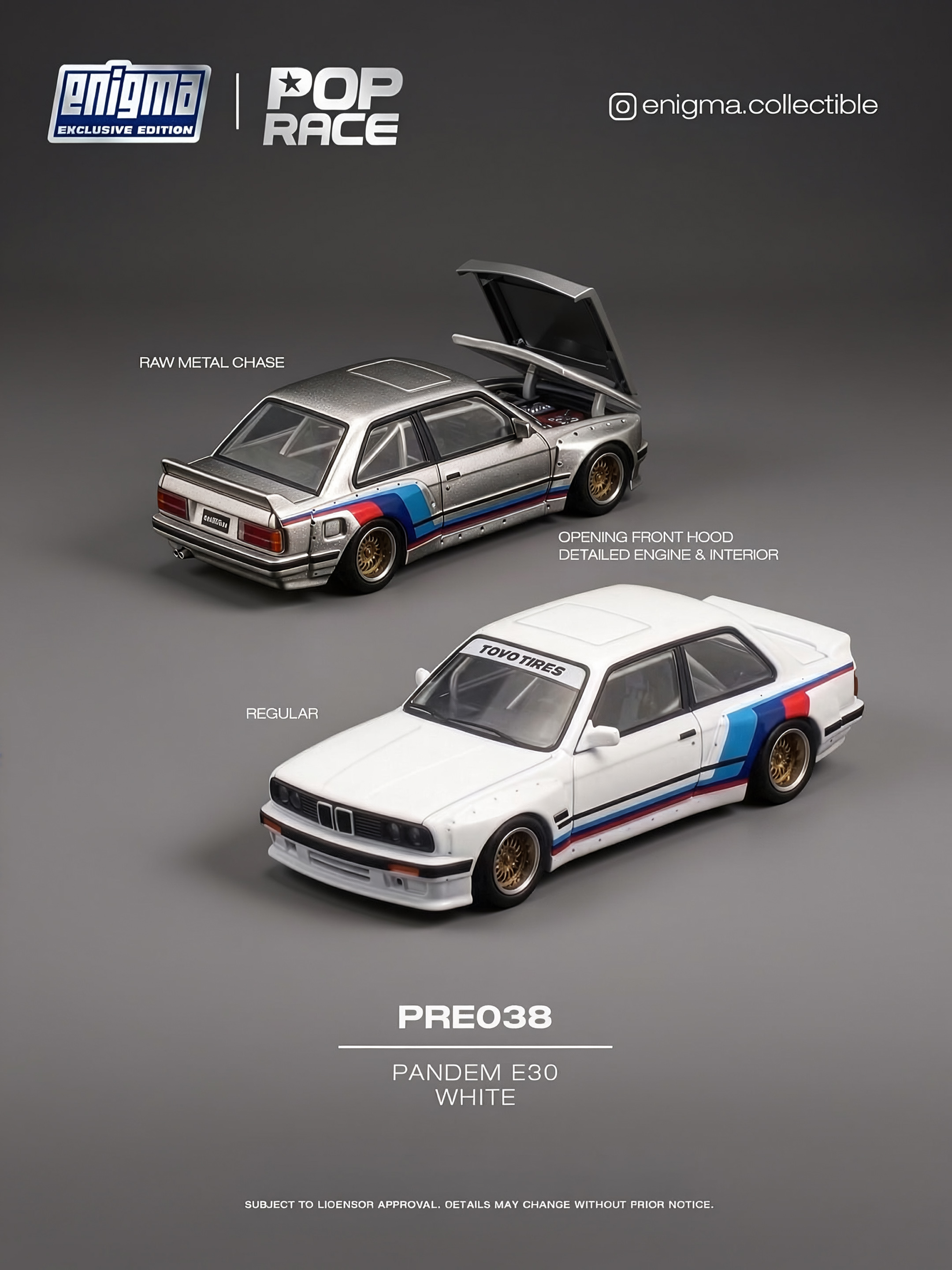 [予約]POP RACE × Enigma Exclusive Collection 1/64 (ダイキャスト製) パンデム E30 ホワイト
