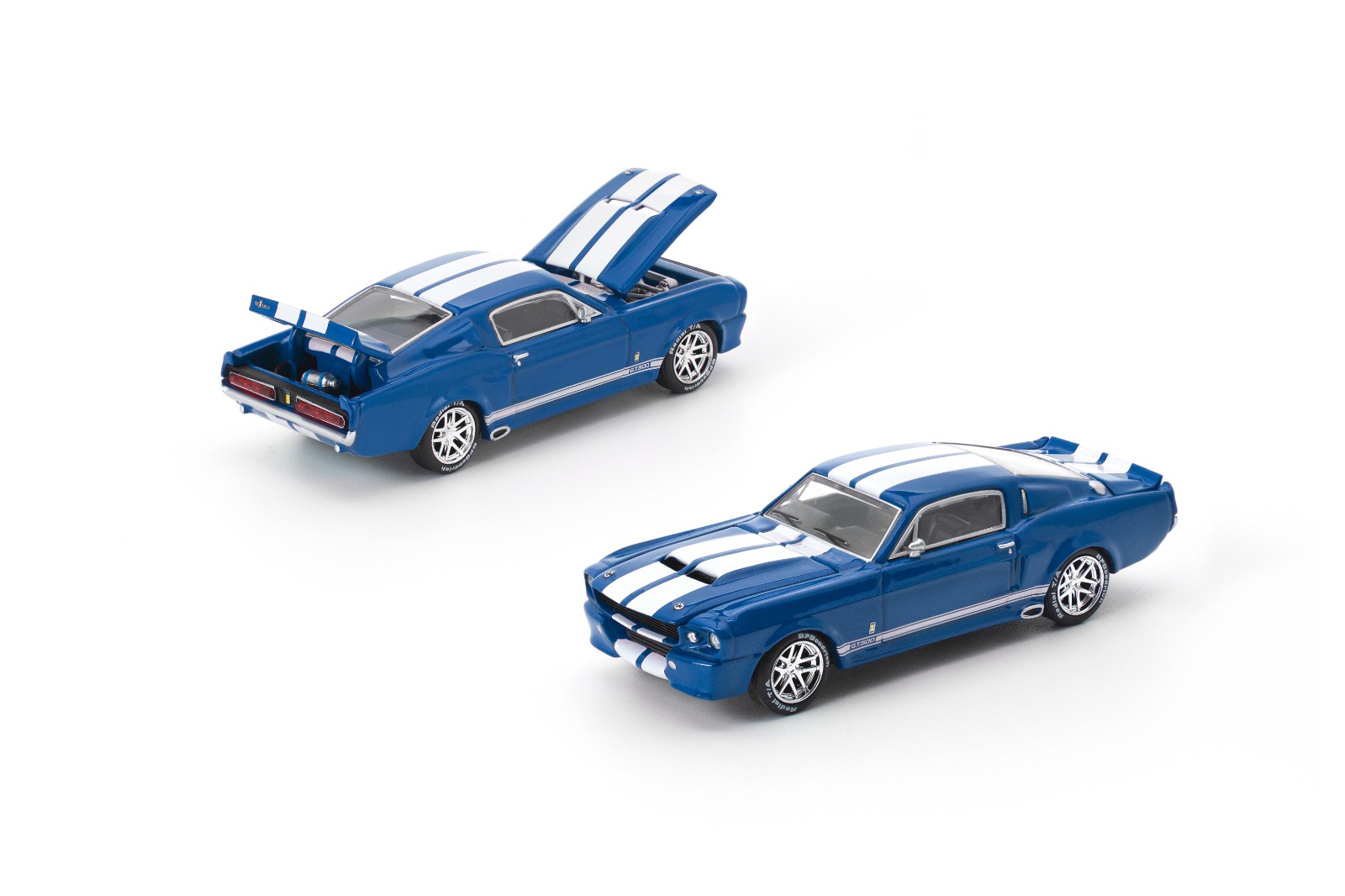 [予約]POP RACE 1/64 (ダイキャスト製) シェルビー マスタング GT500 ブルー（ホワイトストライプ）