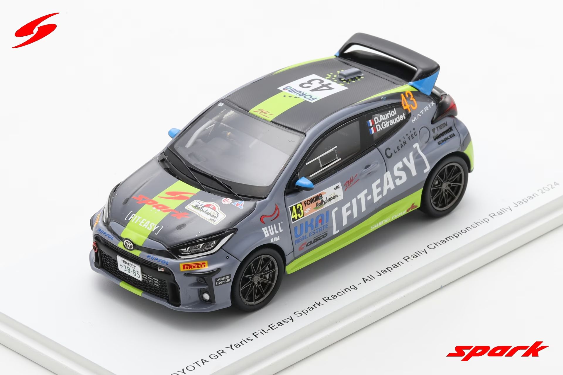 Spark(スパーク) 1/43 (レジン製) TOYOTA GR Yaris No.43 Fit-Easy Spark Racing／All Japan Rally Championship Rally Japan 2024 D.Auriol／D.Giraudet