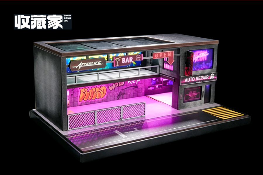 [予約]収蔵家(SHOUCANGJIA) 1/64 (プラスチック製) パンクスタイル駐車場 ライト付