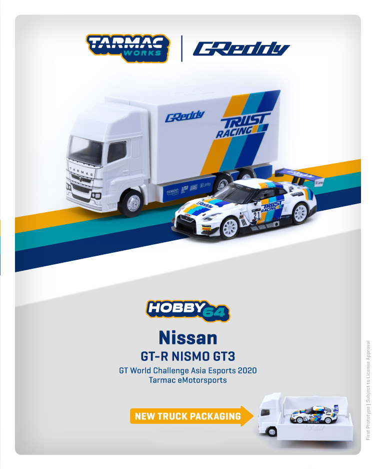 Tarmac（ターマック）1/64 Nissan GT-R NISMO GT3 GT World Challenge Asia Esports 2020 Tarmac eMotorsports　With truck package