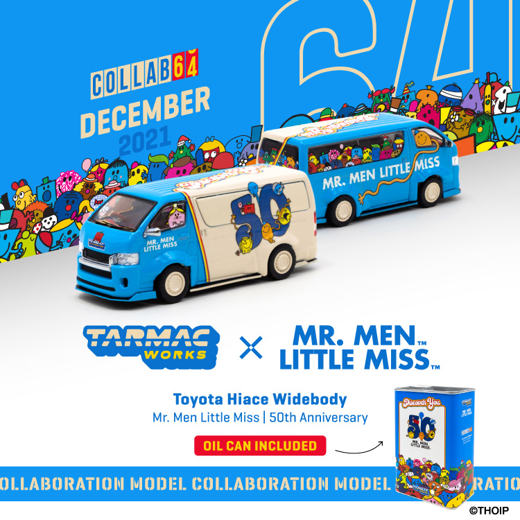 Tarmac（ターマック）1/64 Toyota Hiace Widebody　Mr. Men Little Miss 50th Anniversary With metal oil can 　