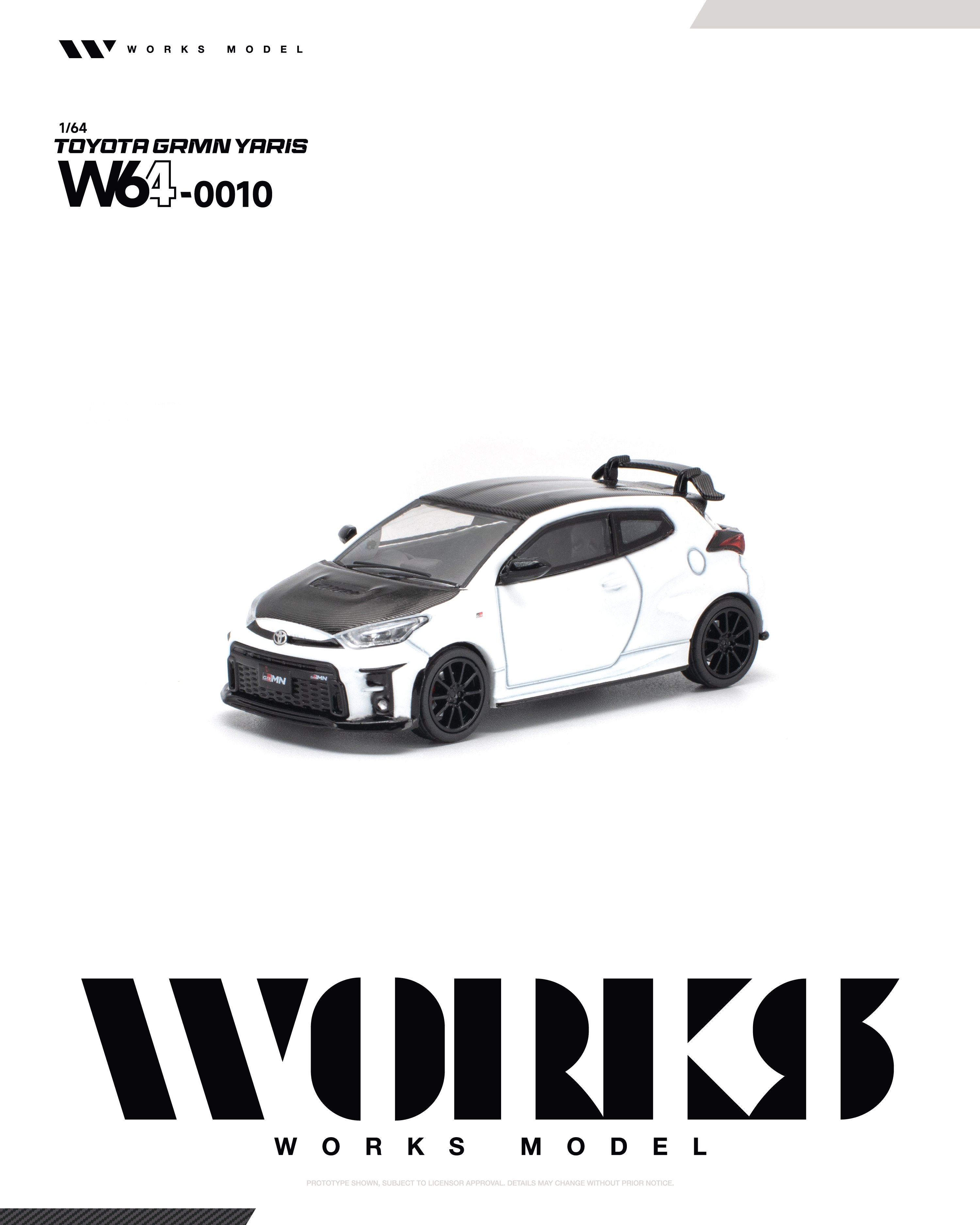 [予約]WORKS Model 1/64 (ダイキャスト製) トヨタ GRMN ヤリス ホワイト