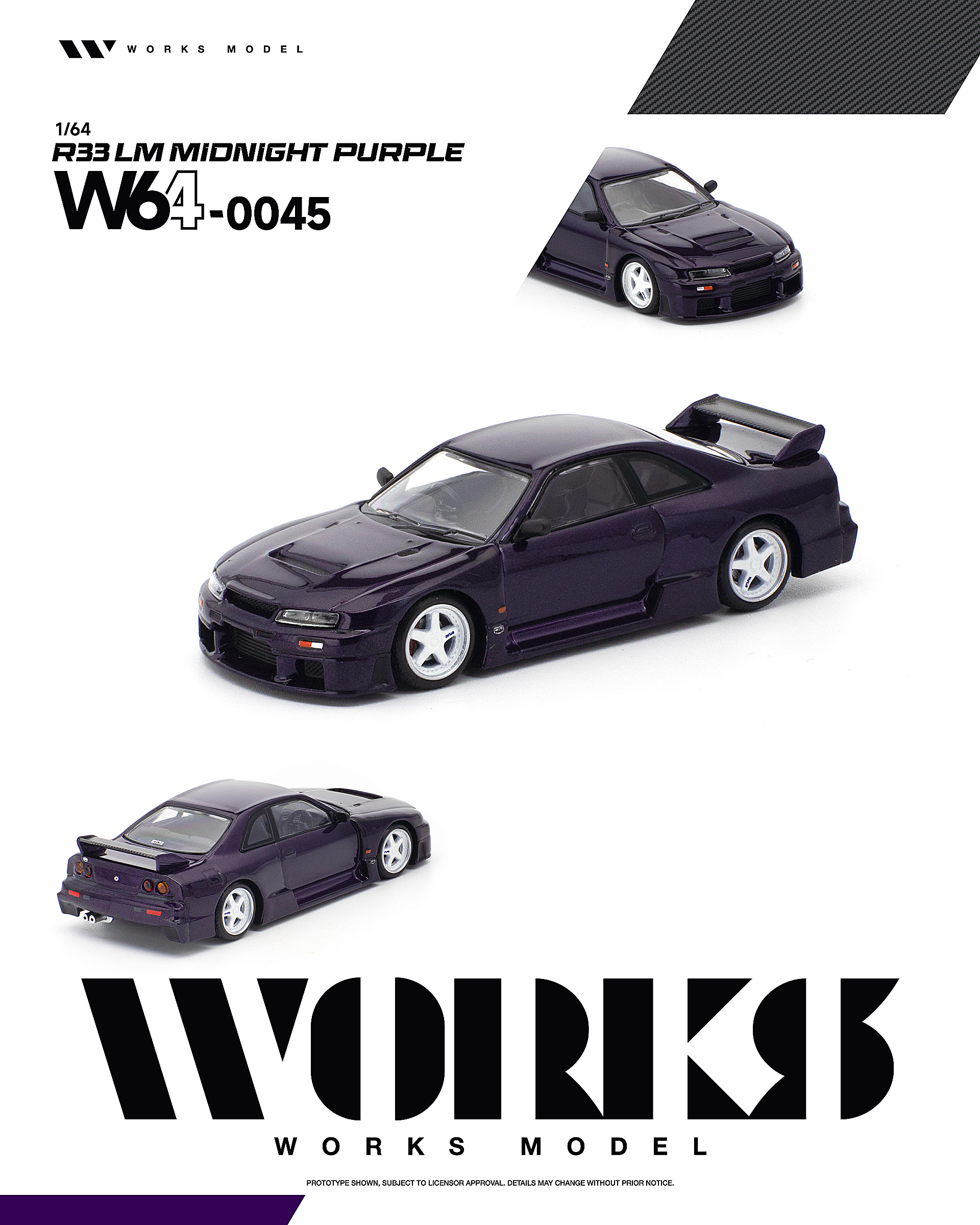 [予約]WORKS Model 1/64 (ダイキャスト製) R33 LM ミッドナイトパープル