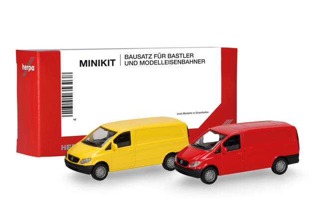 [予約]herpa Cars&Trucks 1/87 (プラスチック製) ミニキット メルセデスベンツ ヴィト トランスポーター ブルームイエロー/レッド