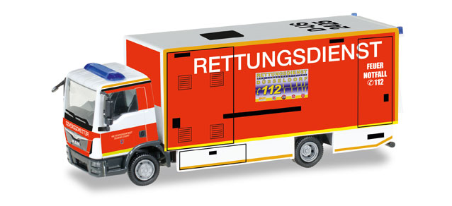 herpa Cars&Trucks 1/87 MAN TGL ボックストレーラー リフトゲート デュッセルドルフ消防署