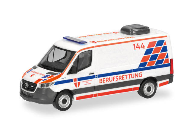 [予約]herpa Cars&Trucks 1/87 (プラスチック製) メルセデスベンツ スプリンター '18 フラットルーフバス "ウィーン救急サービス" (オーストリア)
