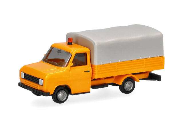 [予約]herpa Cars&Trucks 1/87 (プラスチック製) フォード トランジット ターポリン付 オレンジ