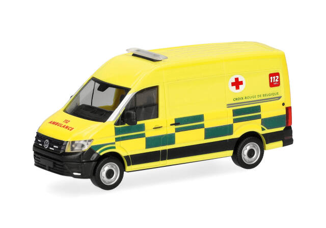 [予約]herpa Cars&Trucks 1/87 (プラスチック製) フォルクスワーゲン (VW) クラフター ボックスハイルーフ 救急車 "ベルギー赤十字"