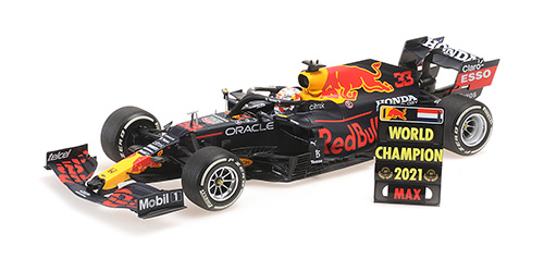 MINICHAMPS（ミニチャンプス）1/18 レッド ブル レーシング ホンダ RB16B マックス・フェルスタッペン アブダビGP 2021 ウィナー ワールドチャンピオン ピットボード付