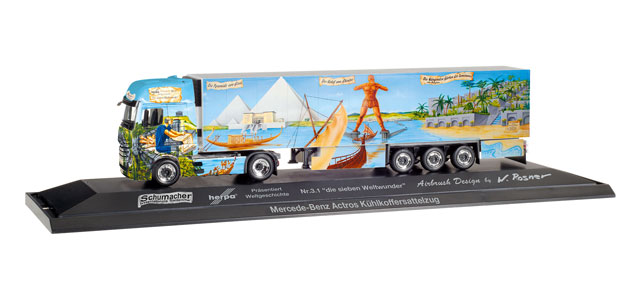 herpa Cars&Trucks 1/87 MB アクトロス ギアスペース冷蔵ボックスセミトレーラー"Herpa Weltgeschichte Nr.3.1/Schumacher"
