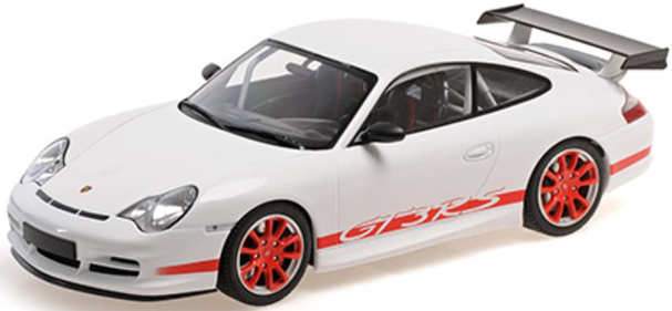 [予約]MINICHAMPS(ミニチャンプス) 1/18 (ダイキャスト製) ポルシェ 911 GT3 RS 2002 ホワイト/レッドストライプ ※再受注