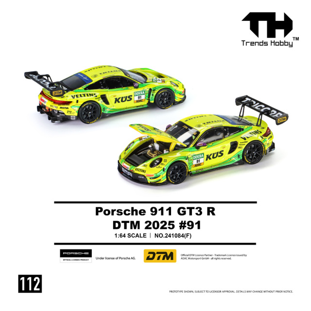 [予約]Trends Hobby 1/64 (ダイキャスト製) Porsche 911 GT3 R DTM 2025 No.91