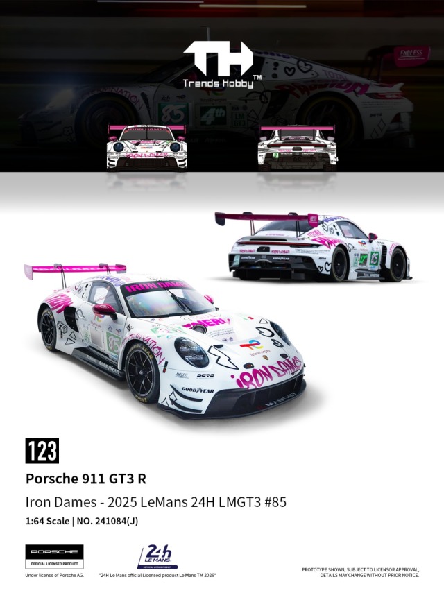 [予約]Trends Hobby 1/64 (ダイキャスト製) Porsche 911 GT3 R LeMan 24H 2025 #85